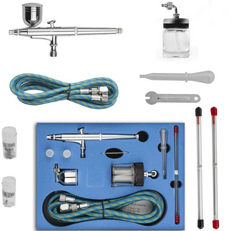 Side Feed Airbrush Kit 134K 0,2 mm / 0,3 mm / 0,5 mm Dual Action Airbrush mit 7cc / 20cc Cup für Lacksprühpistole für Kuchendekoration, Malerei, Modellierung, Zeichnung, Autofarbe